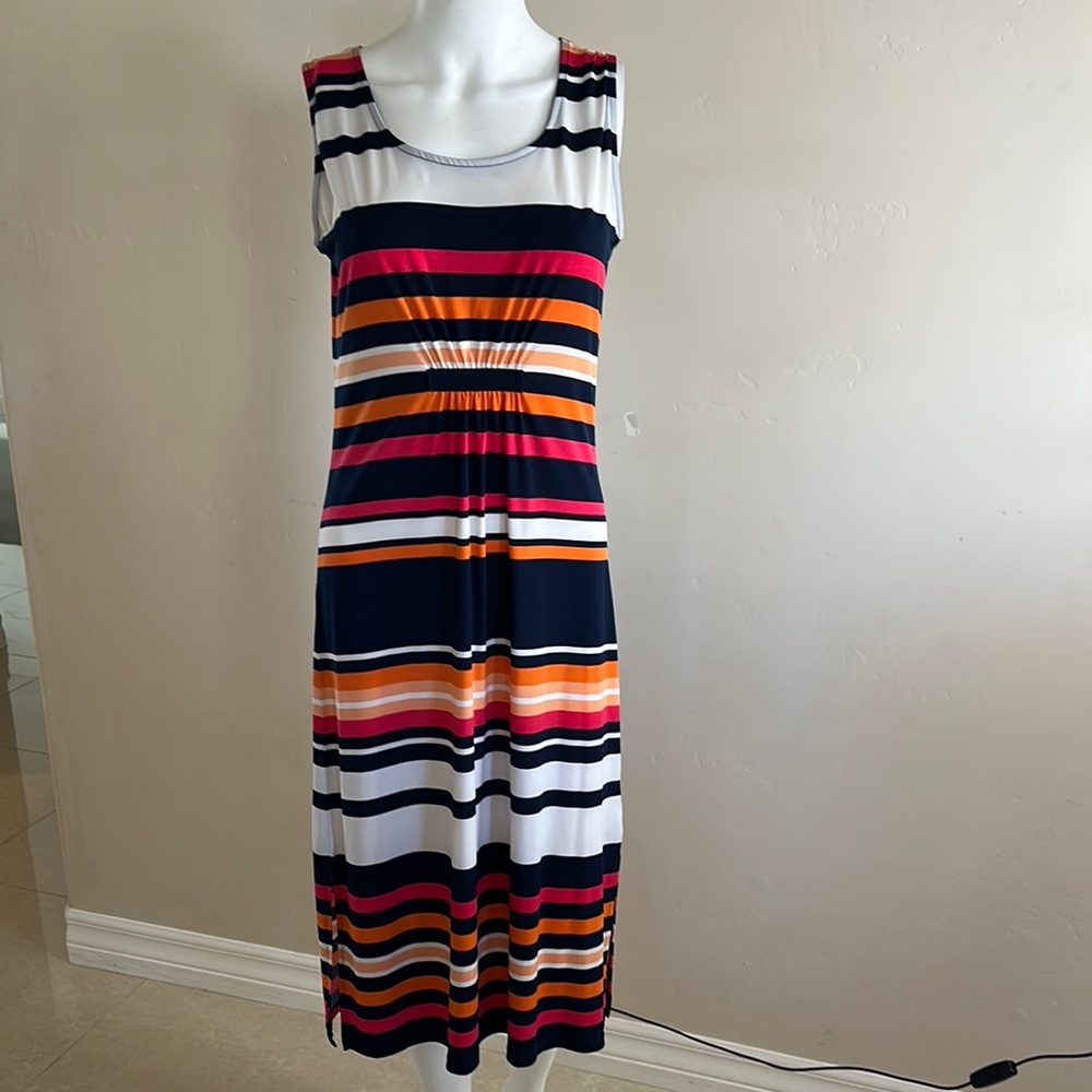 Jones New York Petite Striped Sleeveless Maxi Dress - Picture 1 of 4